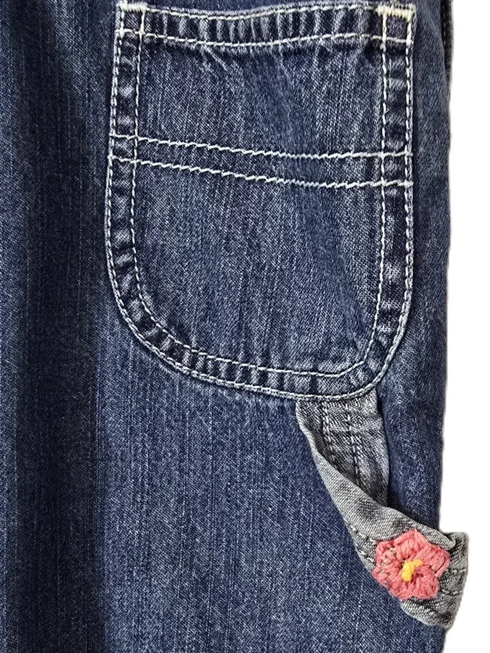 Vintage Baby GAP Denim Overalls 3 6 month Embroidery Flower Fall Pumpkin Y2K 90s